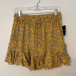 Yellow Floral Mini Skirt